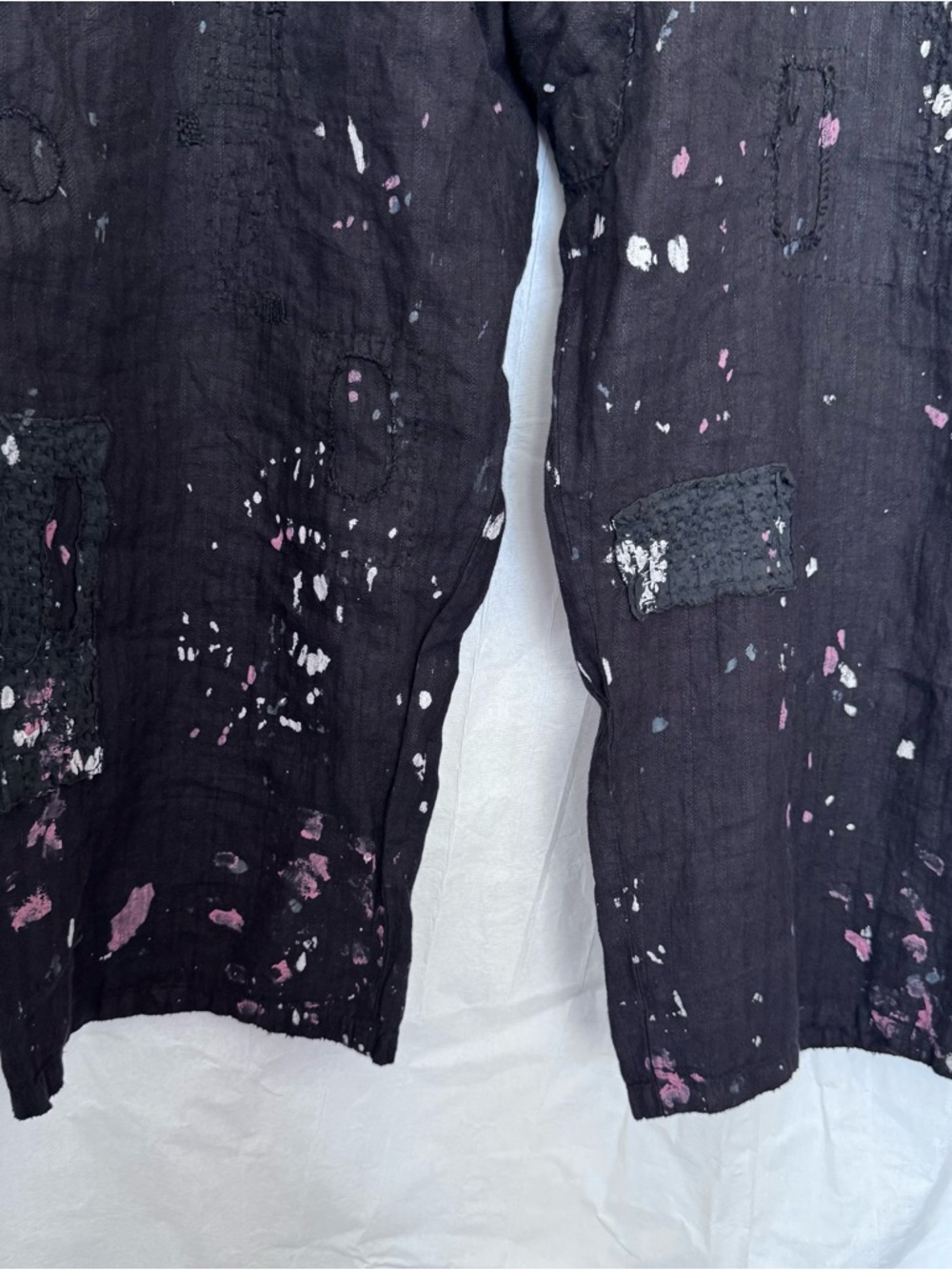 Magnolia Pearl Black Overalls with 'PEACE' Graphic and White Paint Splatter - Picture 16 of 16